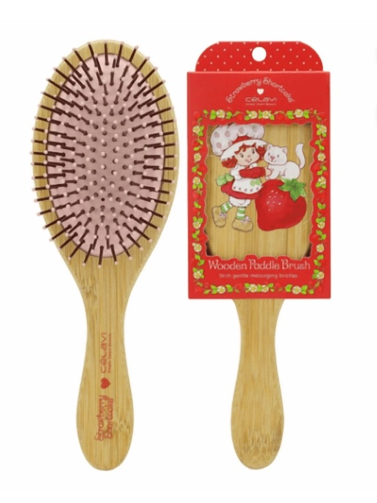 Strawberry Shortcake Accessories - Bamboo Paddle Hair Brush with Pink Cushion